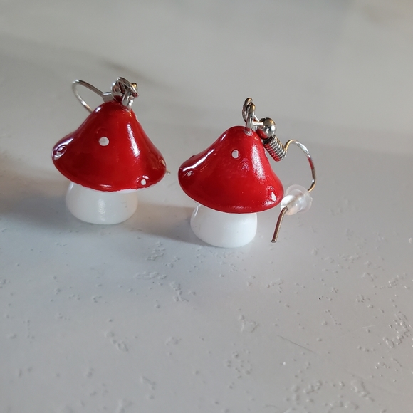 Red Mushroom Earrings - Picture 9 of 10